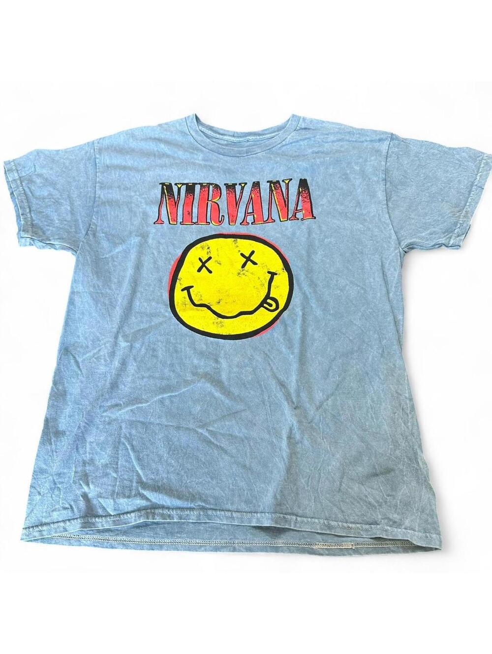 Nirvana Smiley Face Graphic T-Shirt Size Large
